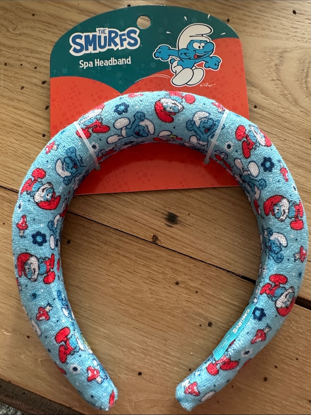 Light Blue Spa Headband with Red Accent